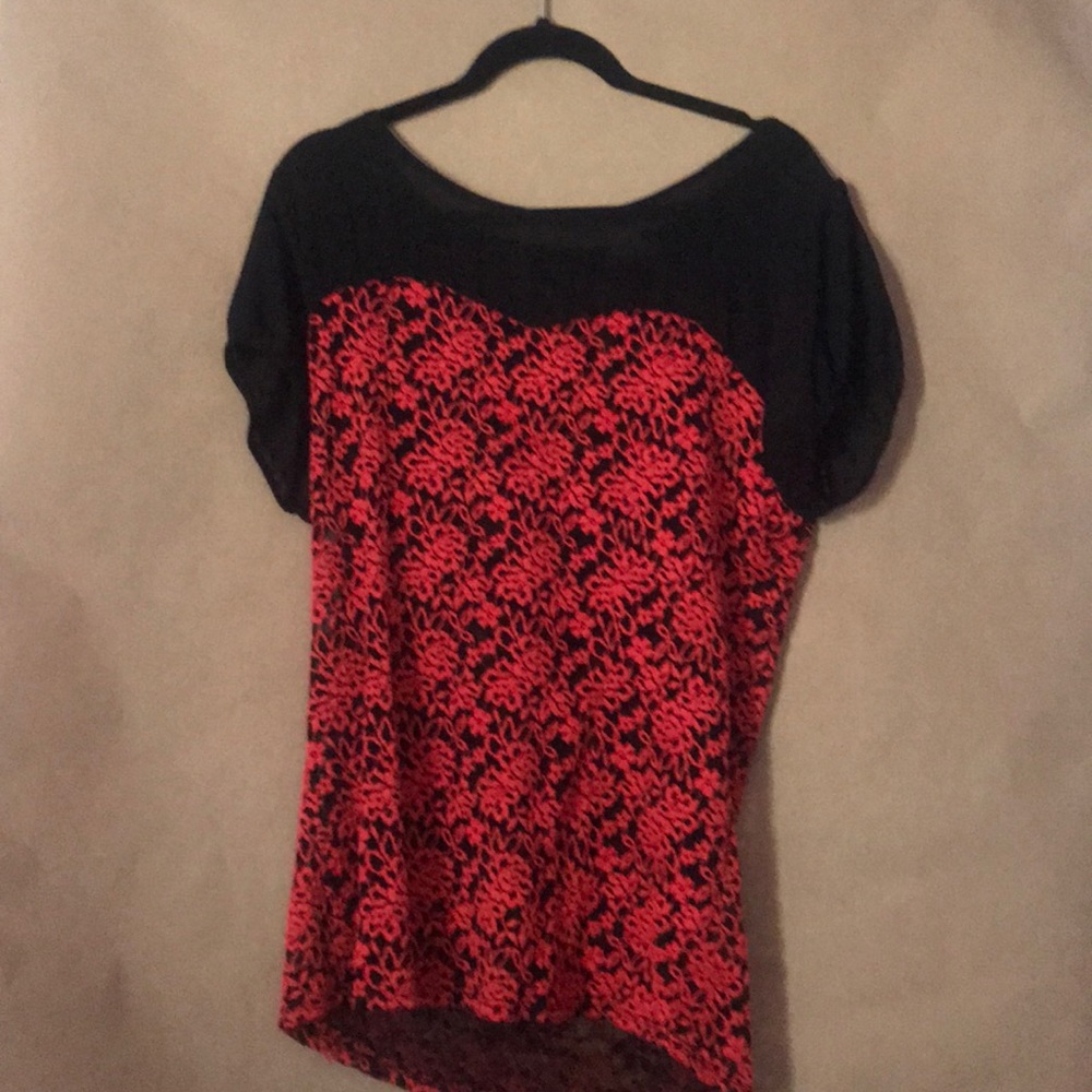 Red and black blouse